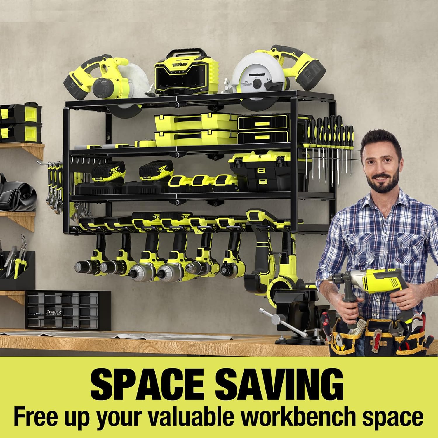 4 Layer Wall Mount Power Tool  - Power Tools Organizer 评论和价格