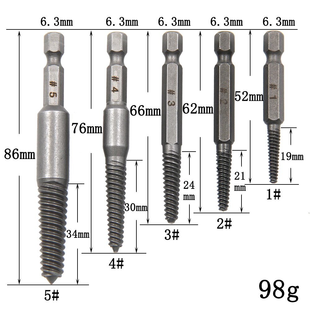5pc Hexagonal Shank Broken Hea - Power Tools Jack 评论和价格
