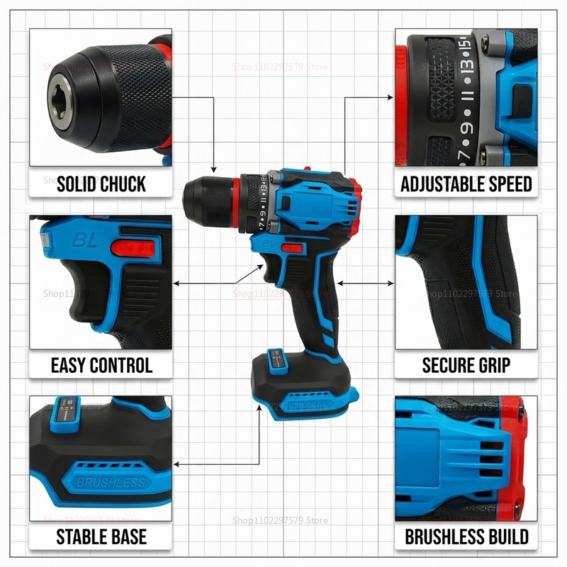 Brushless Cordless Electric Dr - Power Tools For Construction 评论和价格